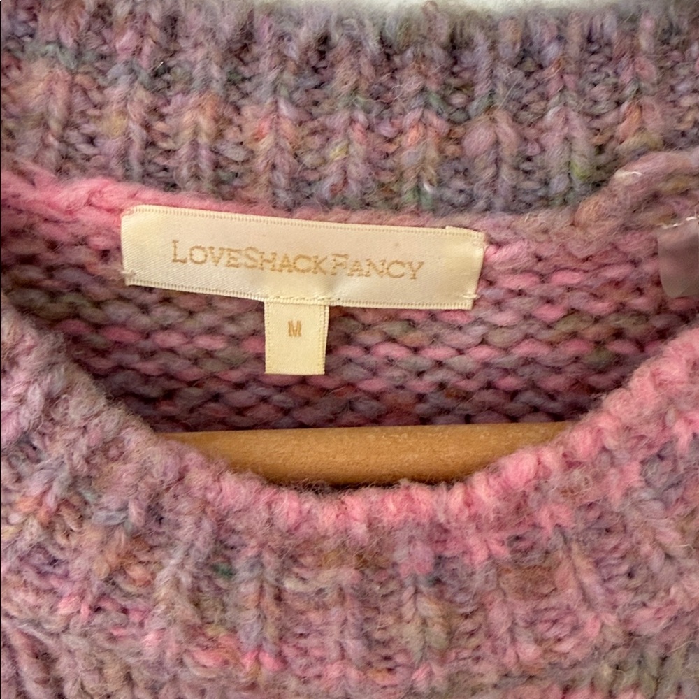 Love Shack Fancy Women’s multicolor Pink Puff Sleeve Sweater - Picture 4 of 8